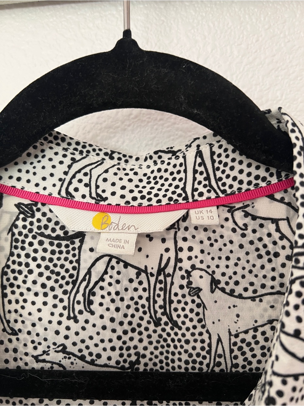 Boden 100% Silk Dog Printed Long-Sleeve Blouse - US 10 - Picture 2 of 2